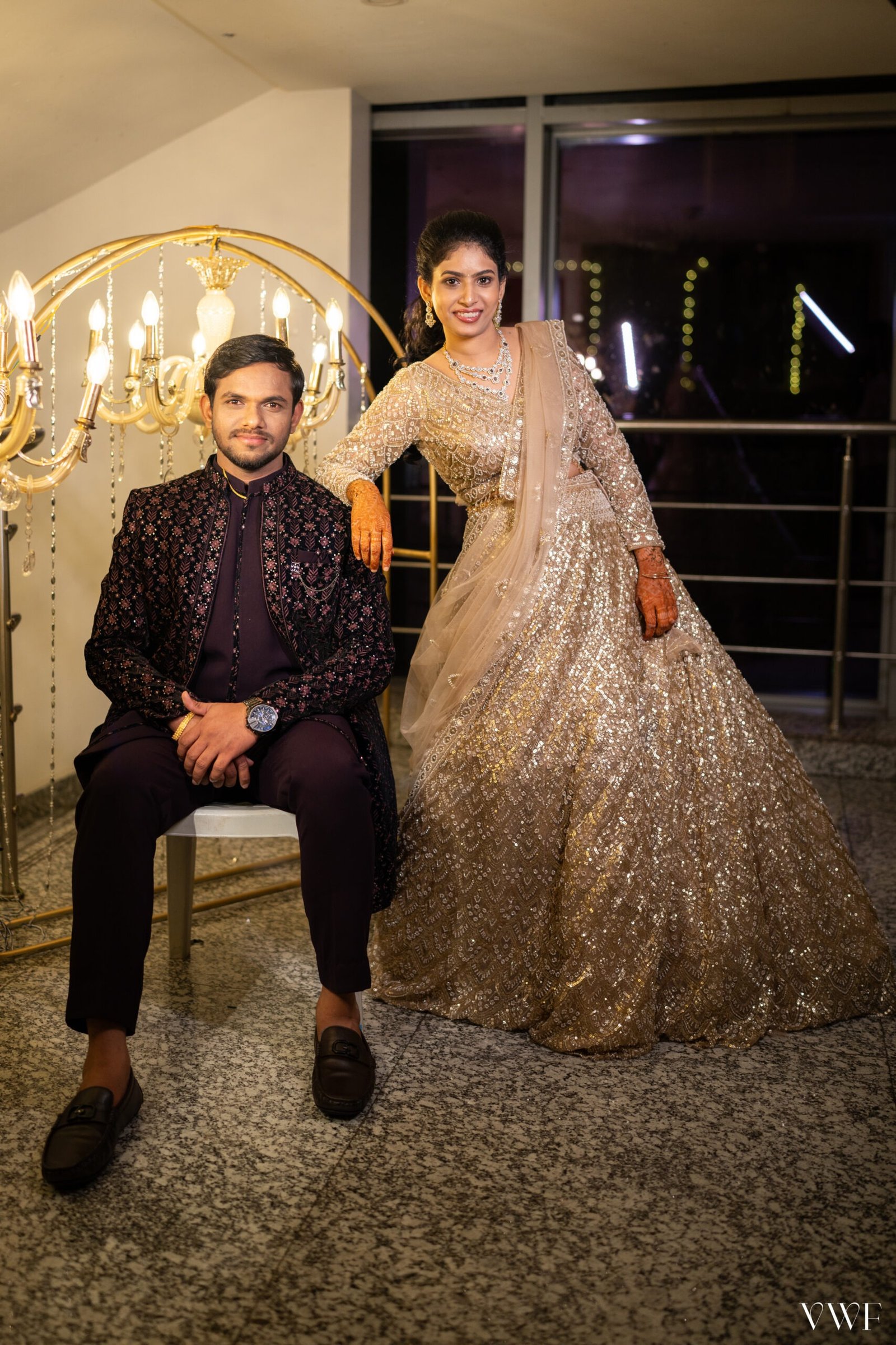 Bride and groom smiling during a candid wedding photography session by Vevah Wedding